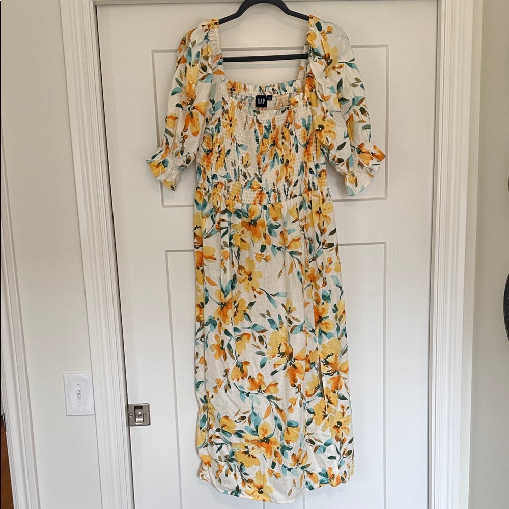 GAP Yellow and White Floral Midi Dress
